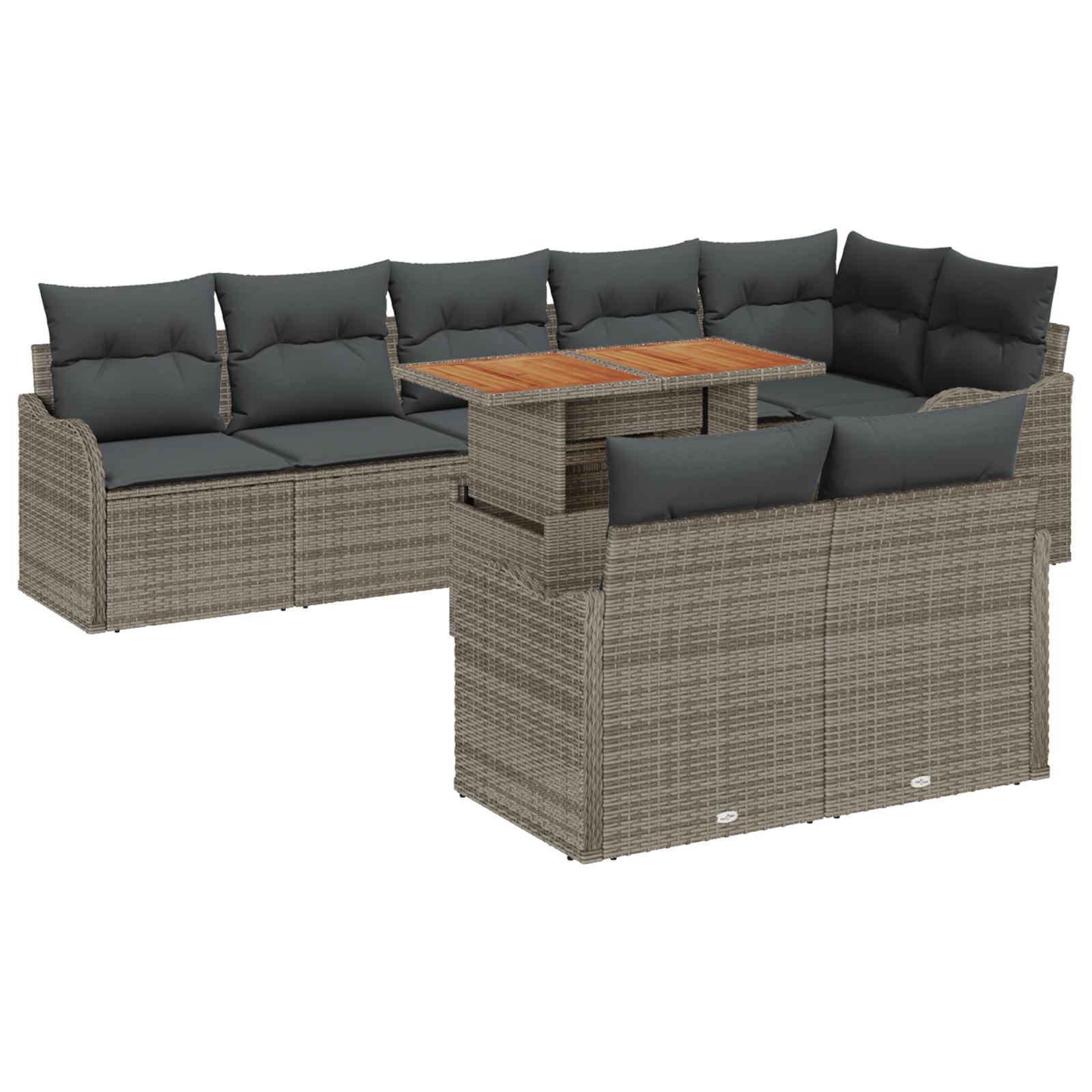 Havesofa Sæt med pude 9 stk Grå 100 x 55 x 73 cm