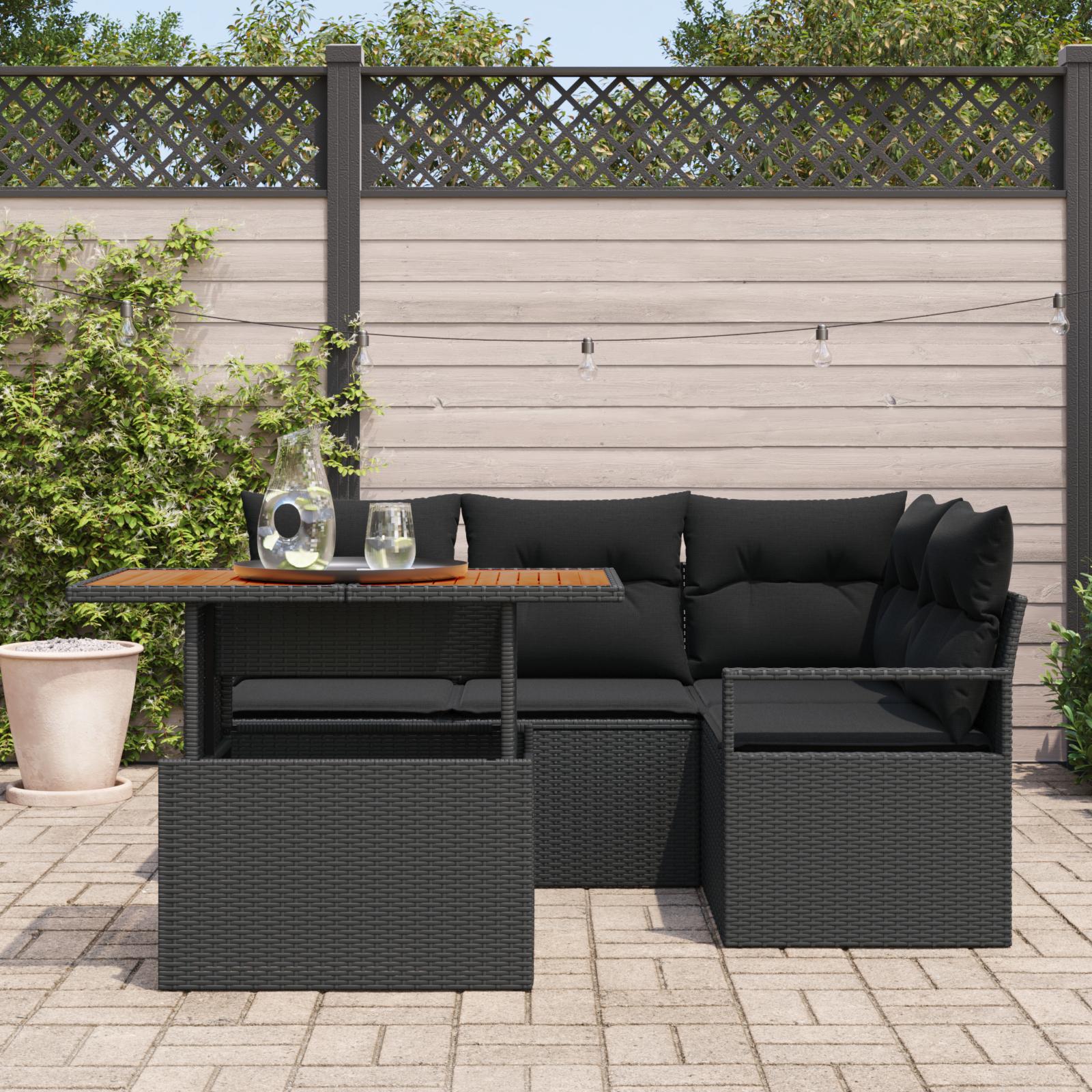 Have Spisebordssæt 5 stk Sort og Brunt 100 x 55 x 73 cm