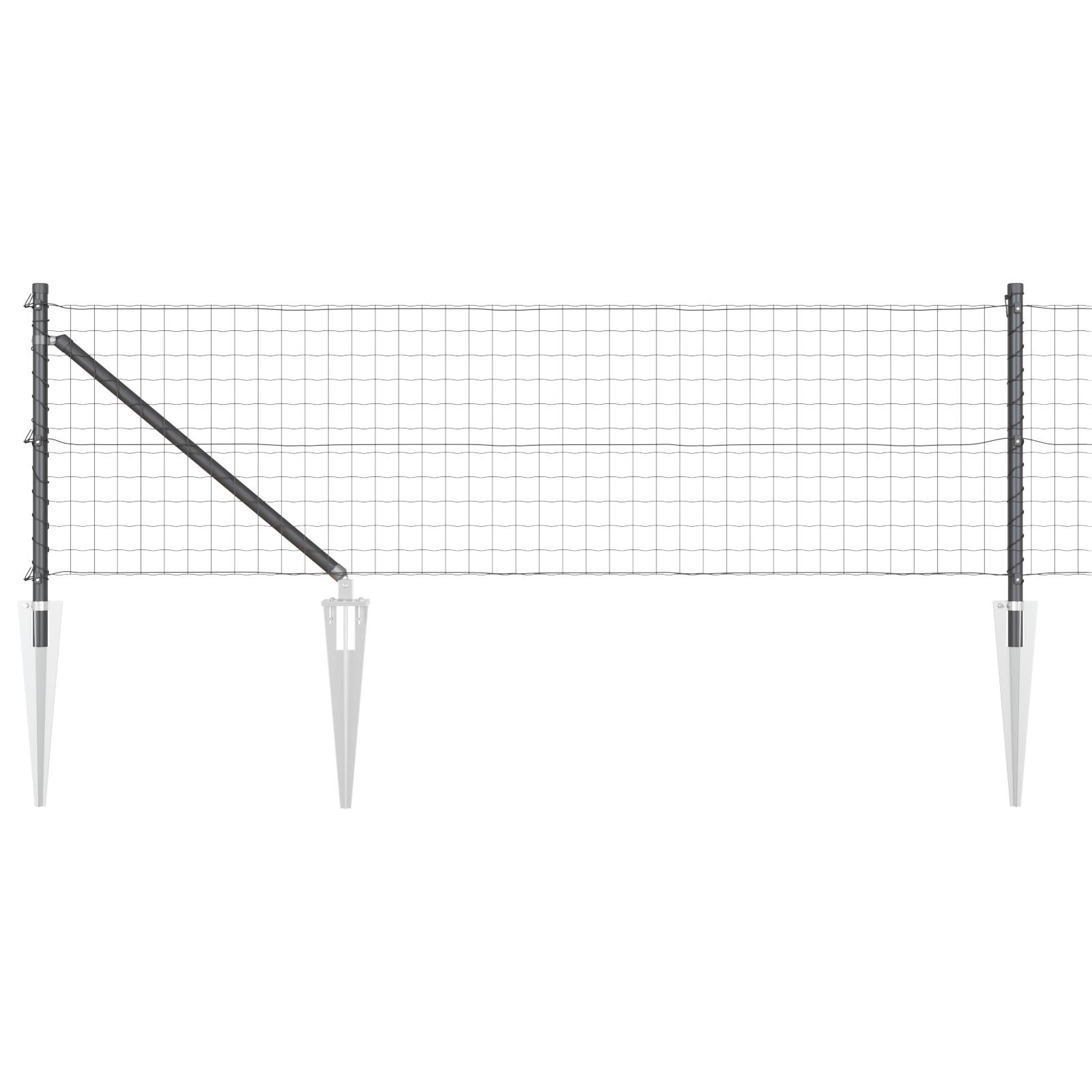 Svejset trådhegn med spyd 50 × 0,6 m - PVC-belagt stål, grå