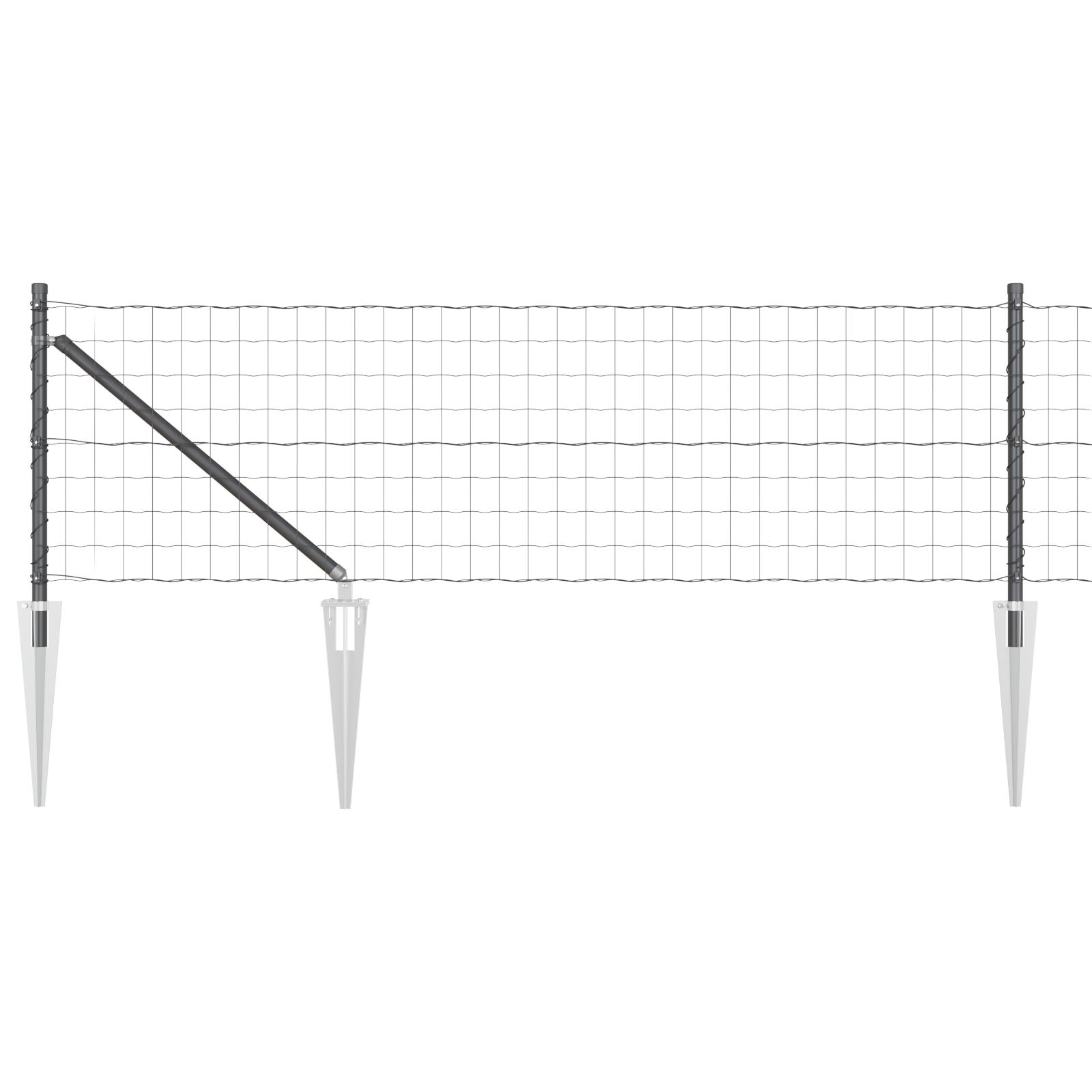 Svejset trådhegn med spidser 50 × 0,4 m - PVC-belagt stål, grå