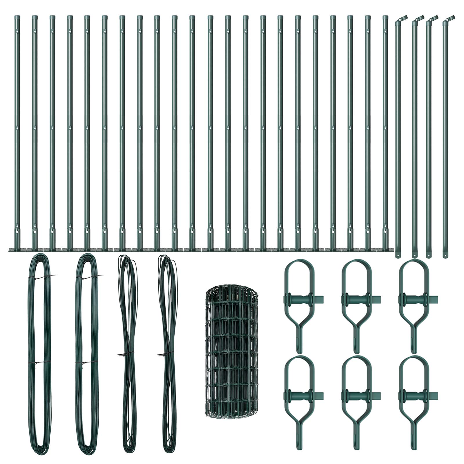 Eurohegn med 13 stolper med flanger 0,4x50 m galvaniseret stål