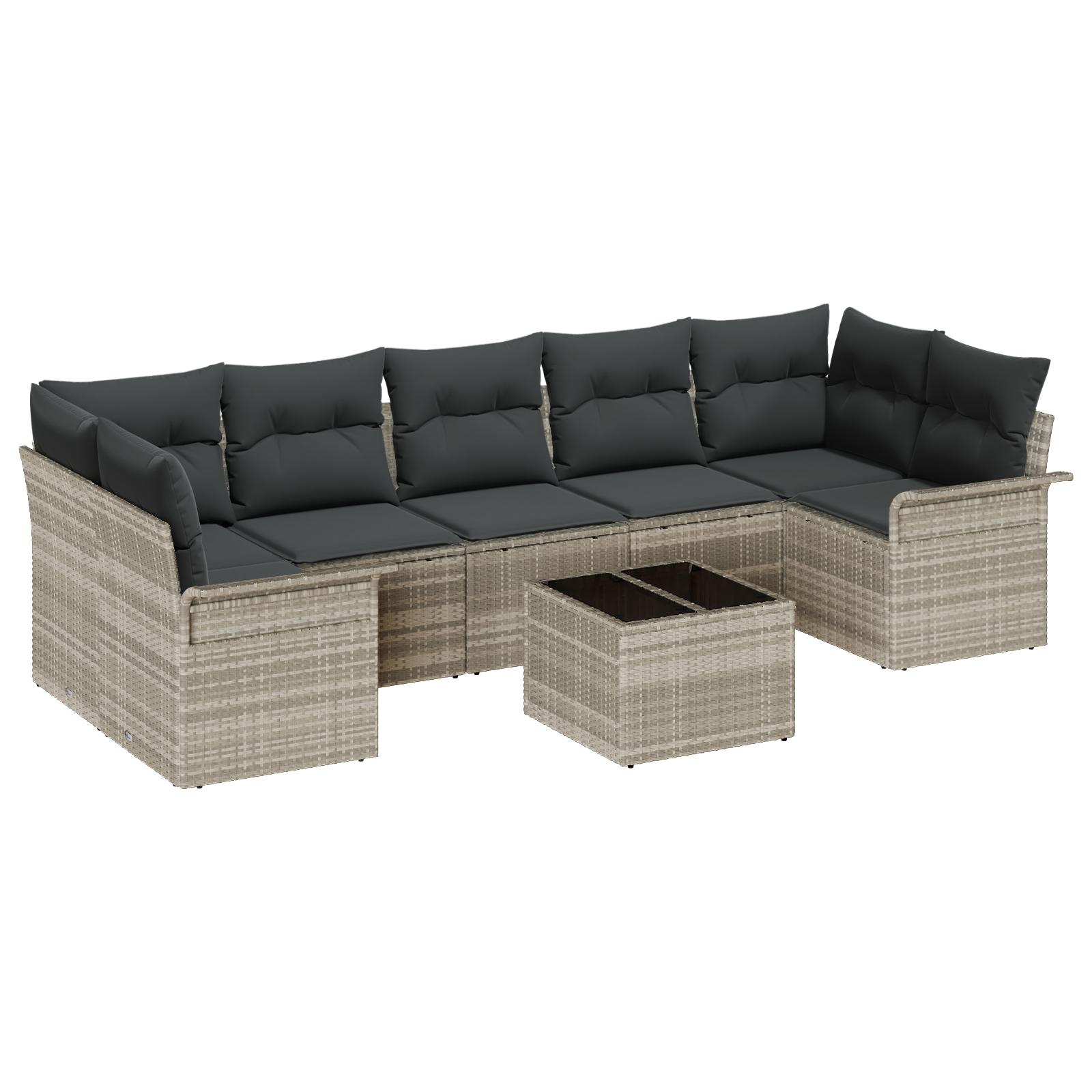 Havesofa Sæt med pude 8 stk Lysegrå og mørkegrå 55 x 55 x 37 cm