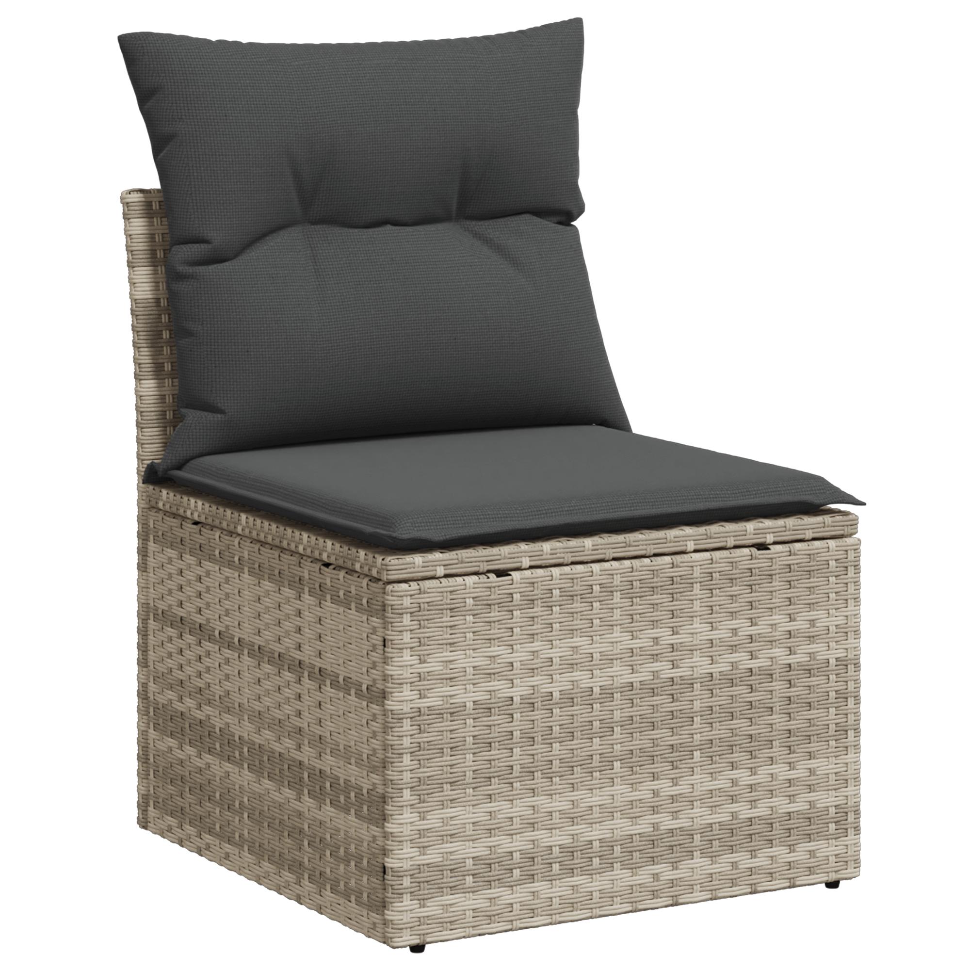 Havesofa Sæt med pude med opbevaring 9 stk Lysegrå Poly rattan