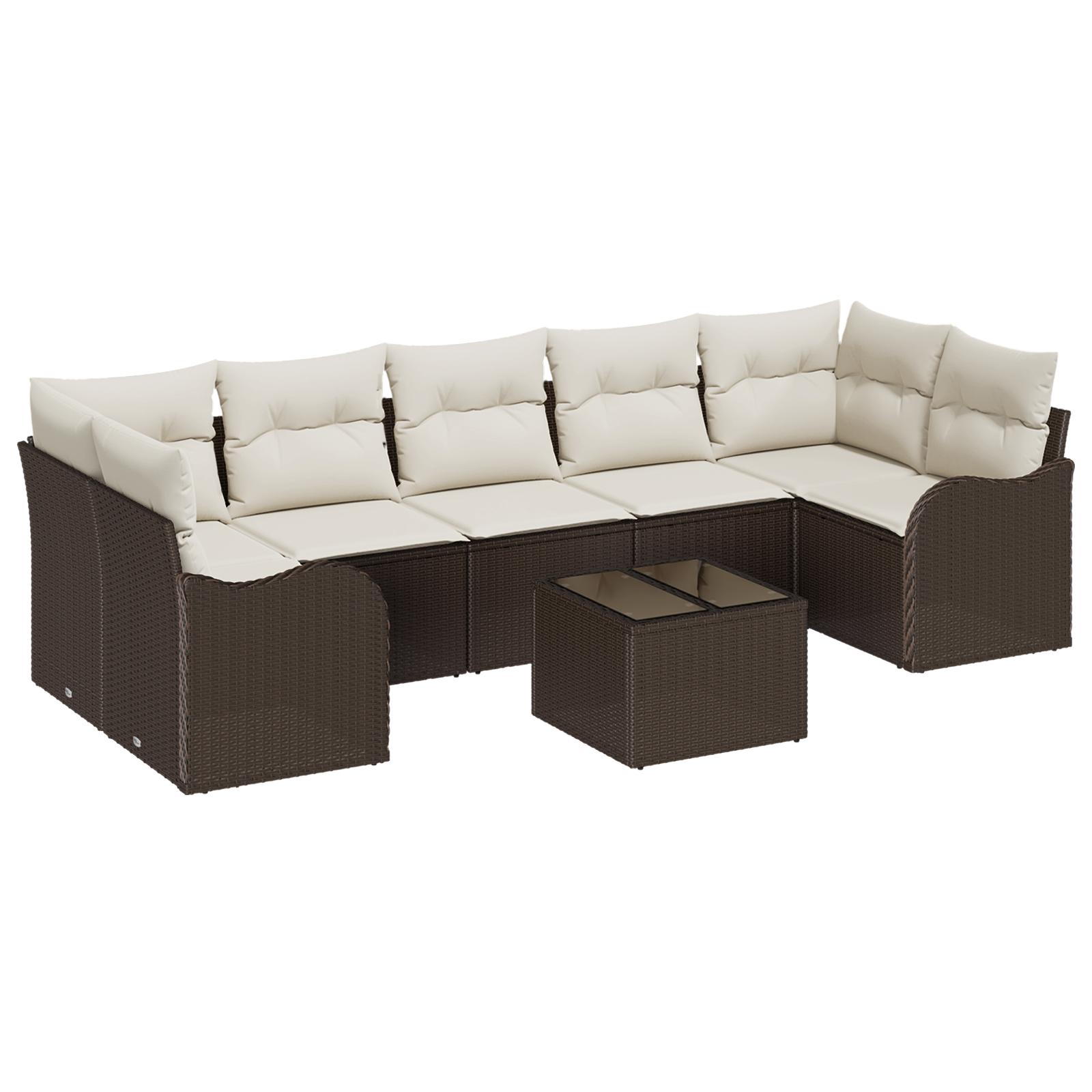 Havesofa Sæt med pude 8 stk Brun og Creme 55 x 55 x 37 cm