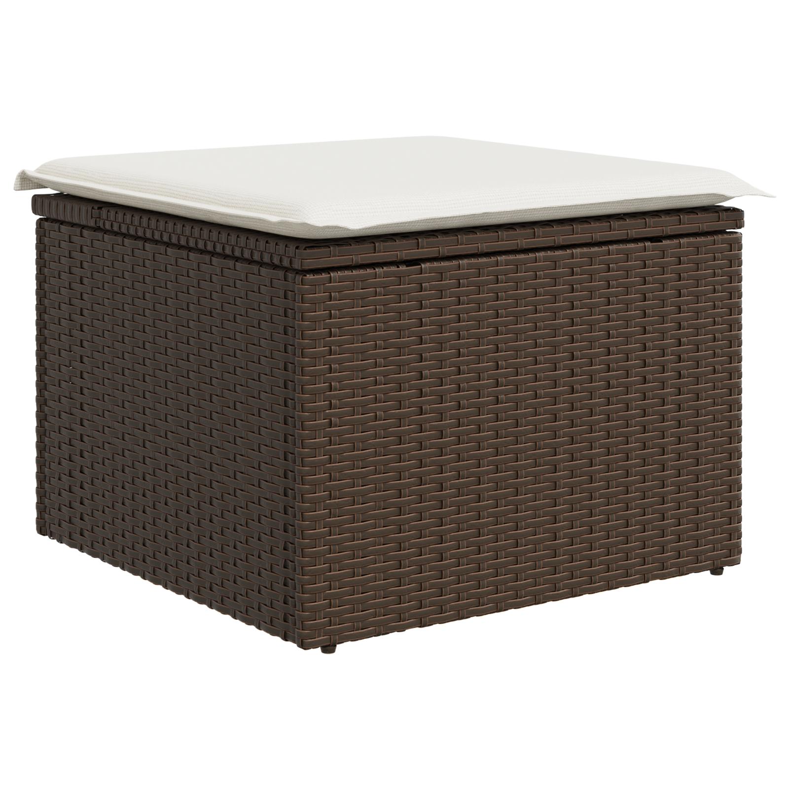Havesofa Sæt med pude 6 stk Brun og hvid Poly rattan