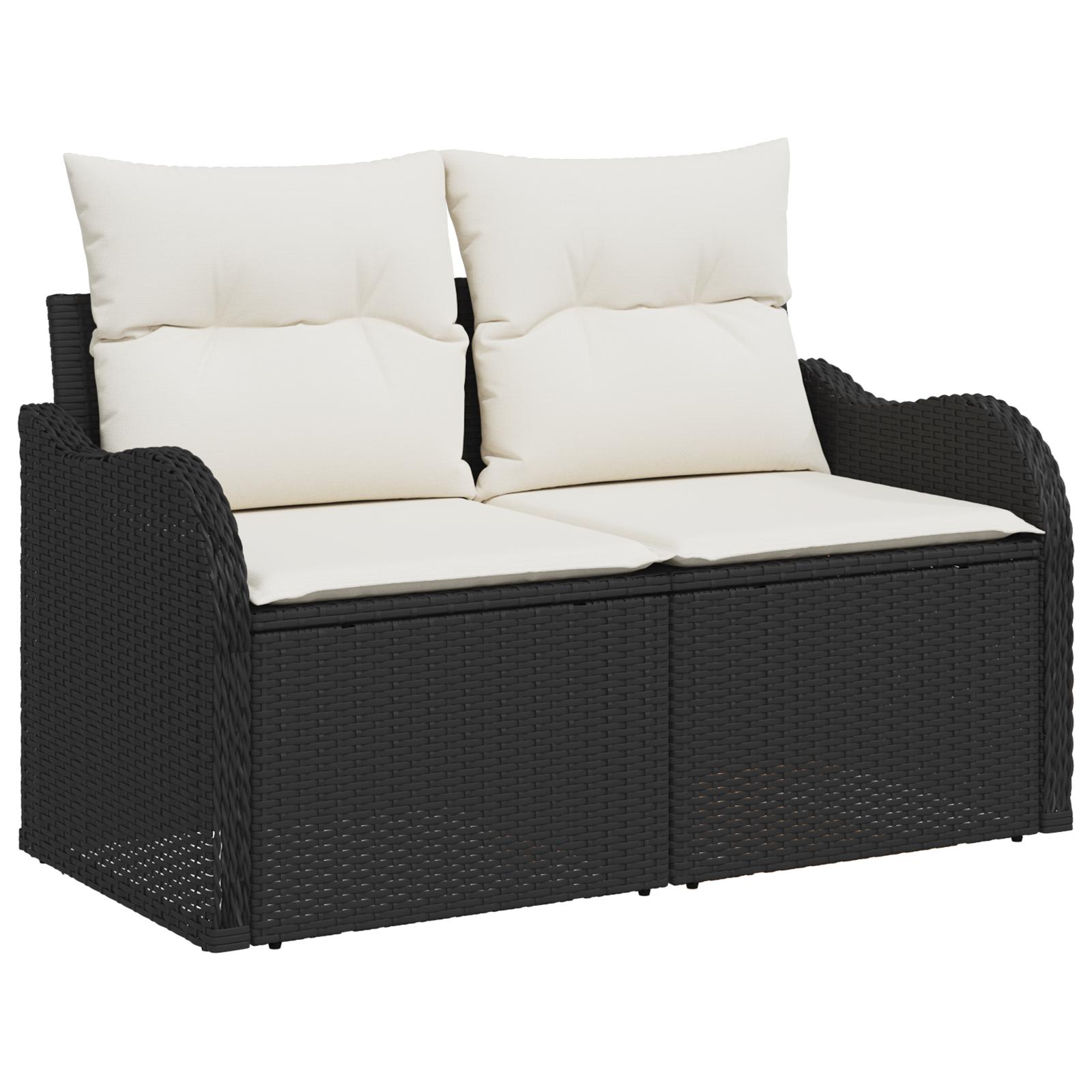 Havesofa SÃ¦t med pude 7 stk Sort og hvid Poly rattan