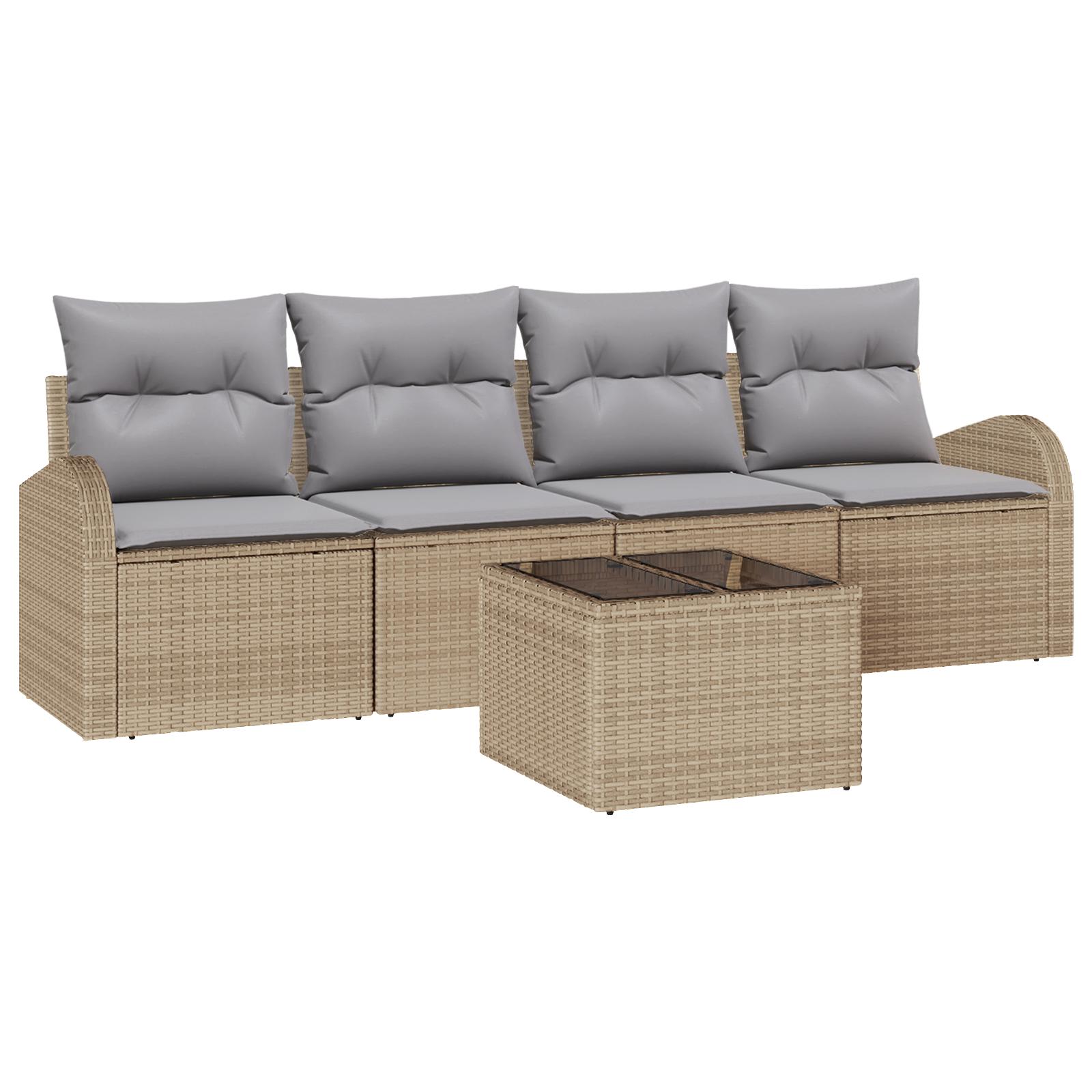 Havesofa Sæt med pude 5 stk Beige og grå 55 x 55 x 37 cm