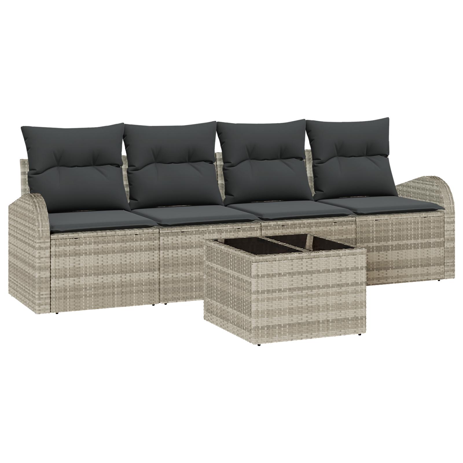 Havesofa Sæt med pude 5 stk Lysegrå og mørkegrå 55 x 55 x 37 cm