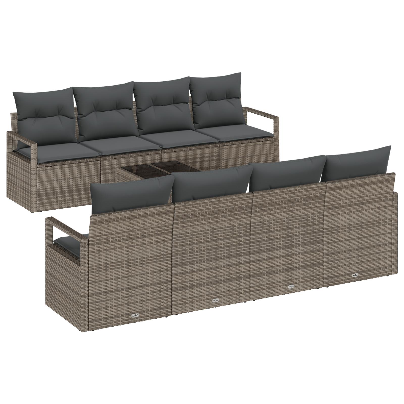 Havesofa Sæt med pude med opbevaring 9 stk Grå 55 x 55 x 37 cm