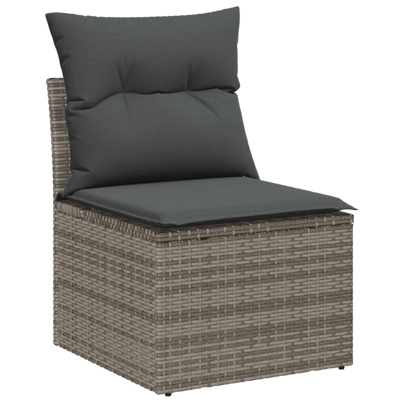 Havesofa Sæt 6 stk Grå Poly Rattan og pulverlakeret stål