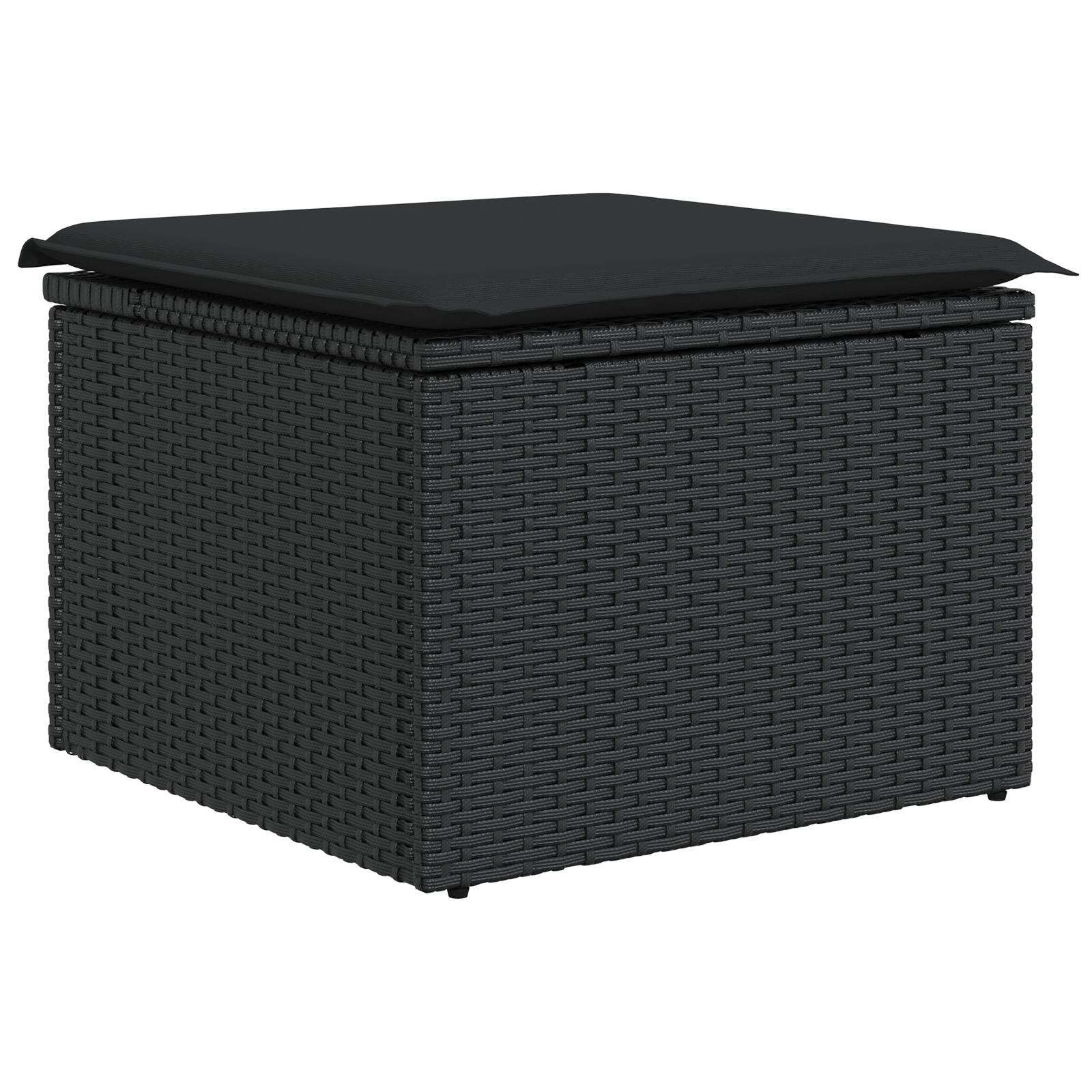 Havesofa Sæt 6 stk Sort Poly Rattan og pulverlakeret stål