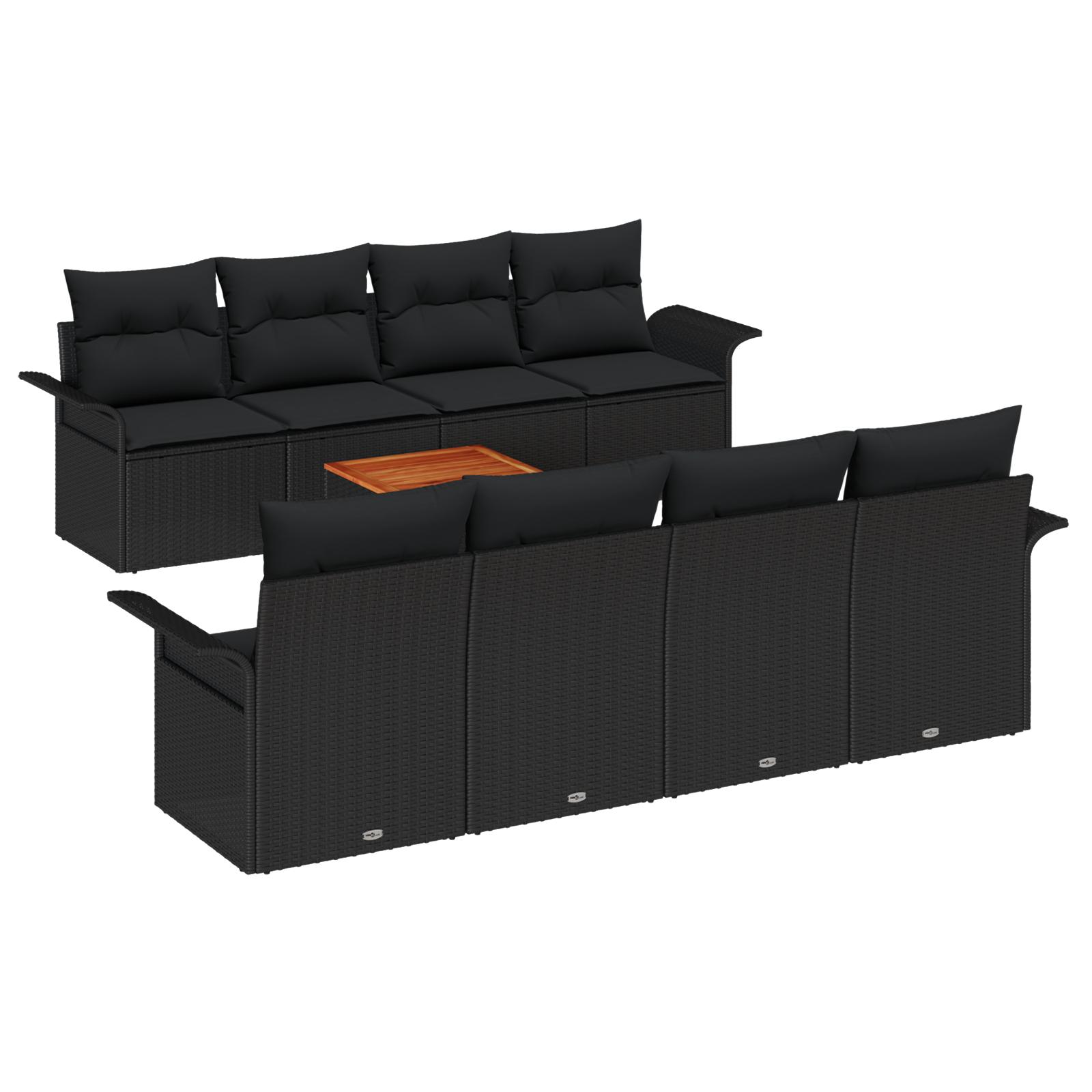 Havesofa SÃ¦t med pude med opbevaring 7 stk Sort 55 x 55 x 37 cm