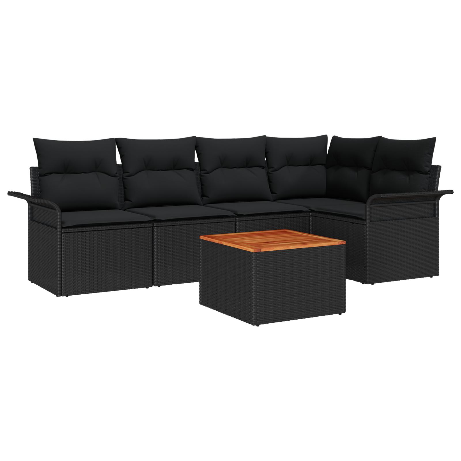 Havesofa Sæt med pude med opbevaring 6 stk Sort 55 x 55 x 37 cm