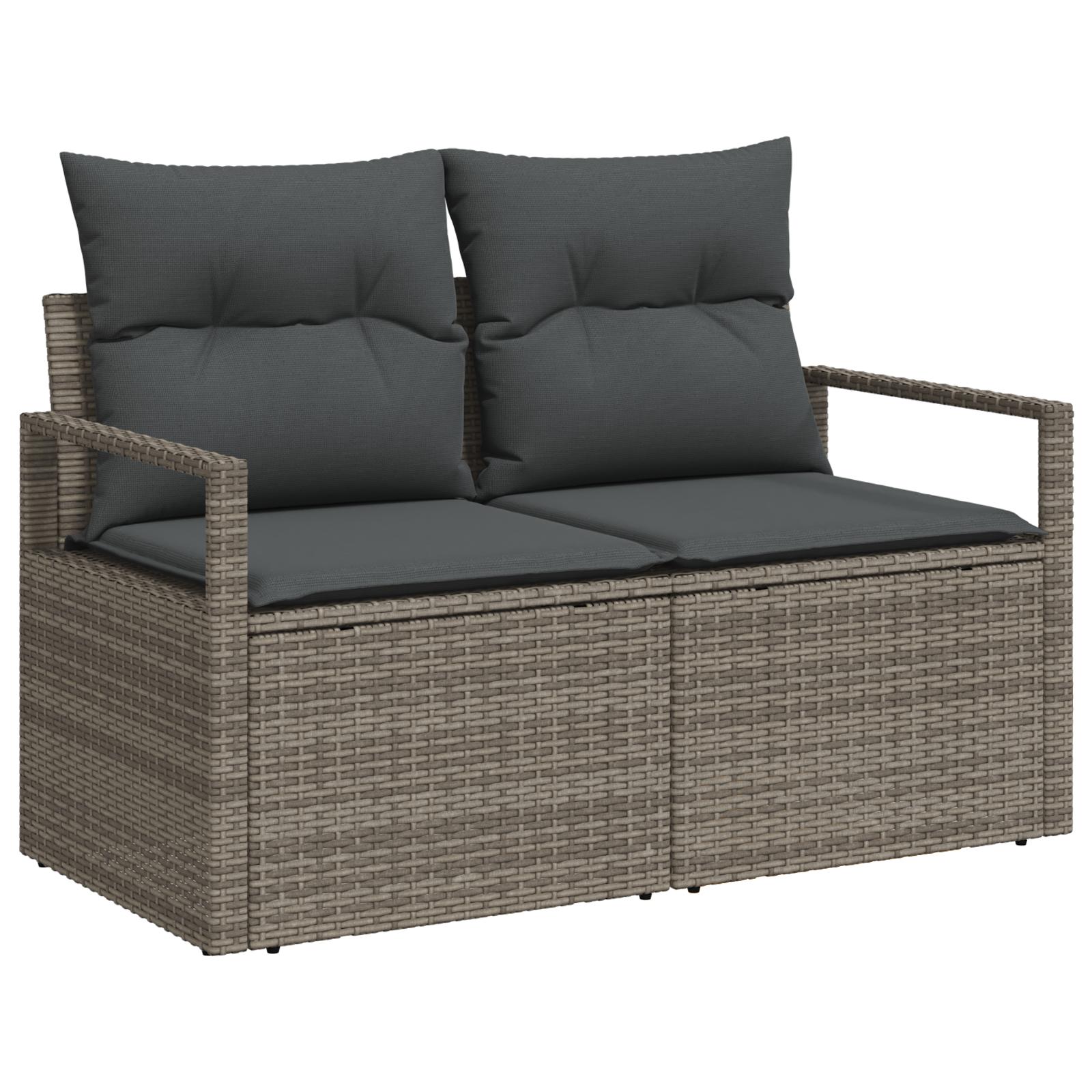 Havesofa Sæt med opbevaring 9 stk Grå Poly rattan