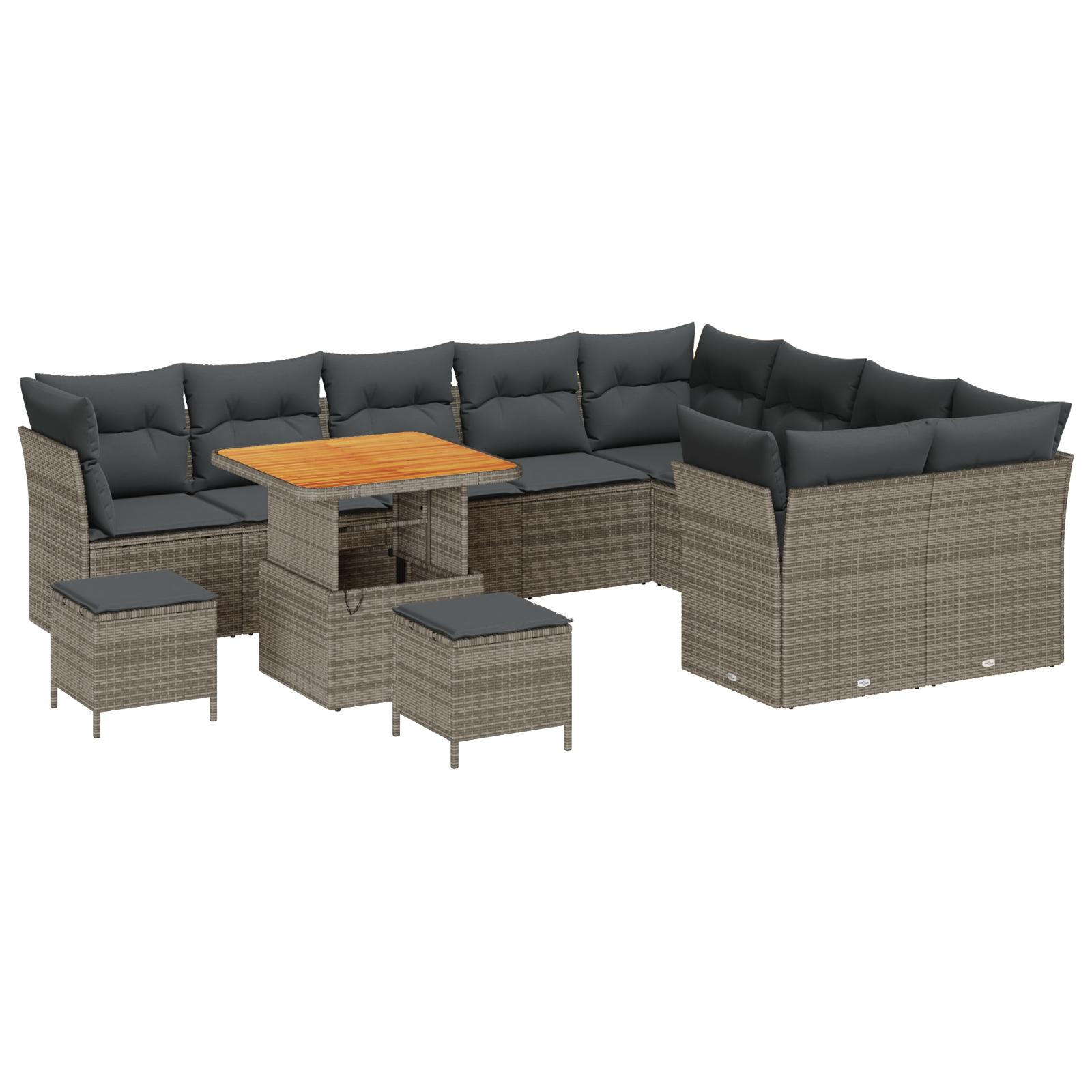 Havesofa Sæt med pude med opbevaring 12 stk Grå 80 x 80 x 71 cm