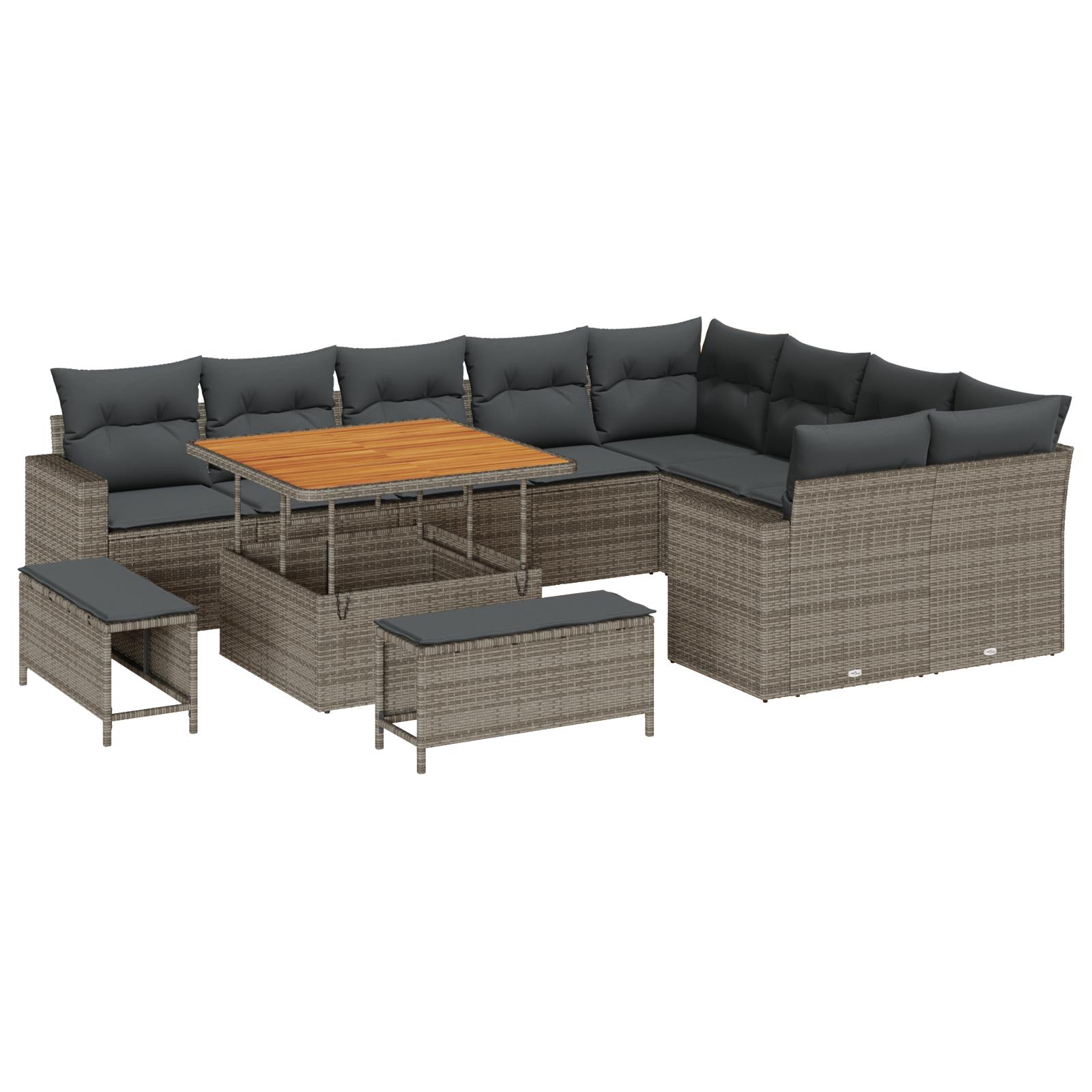 Havesofa Sæt med pude 12 stk Grå 100 x 100 x 71 cm