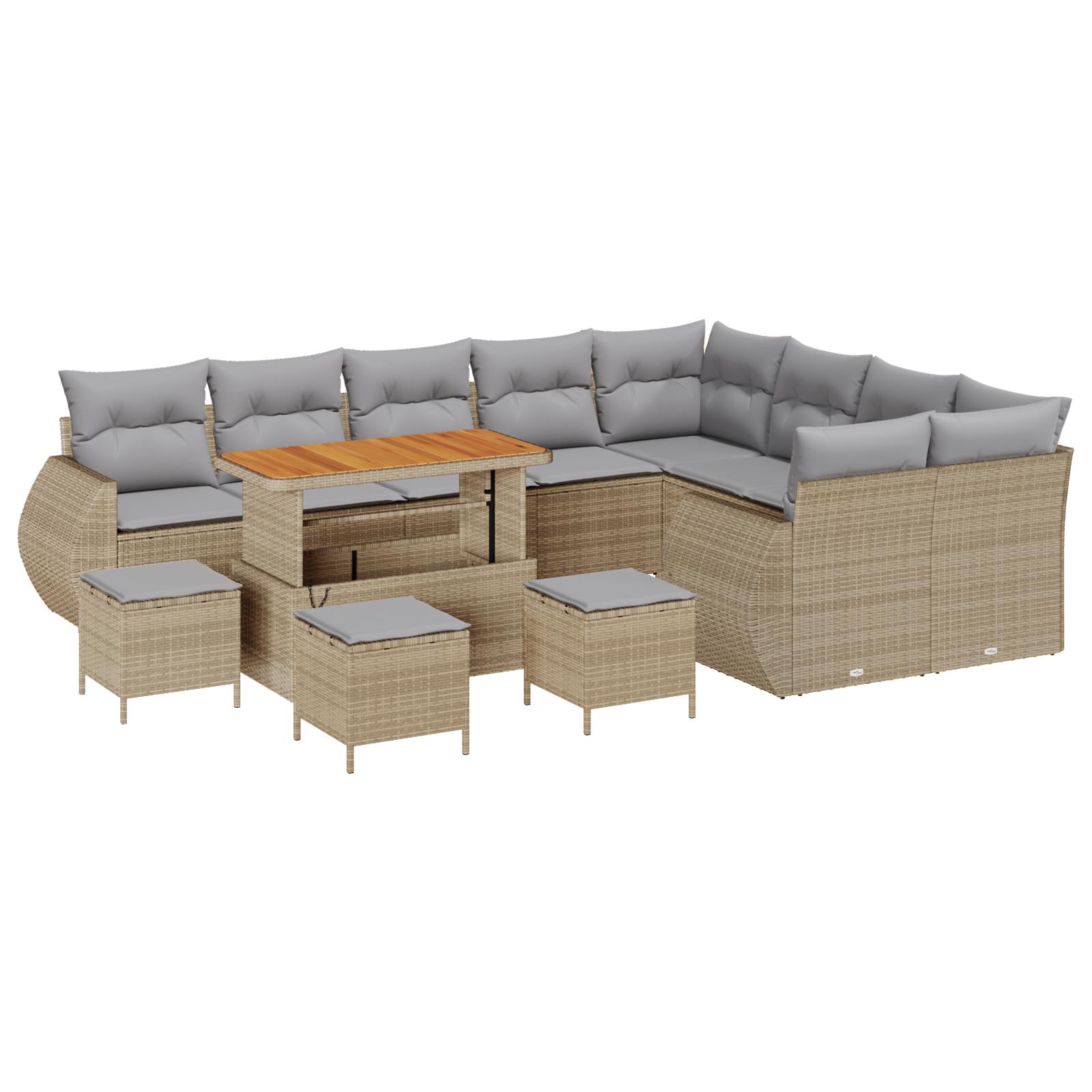 Havesofa Sæt med pude 13 stk beige og lysegrå 110 x 55 x 71 cm