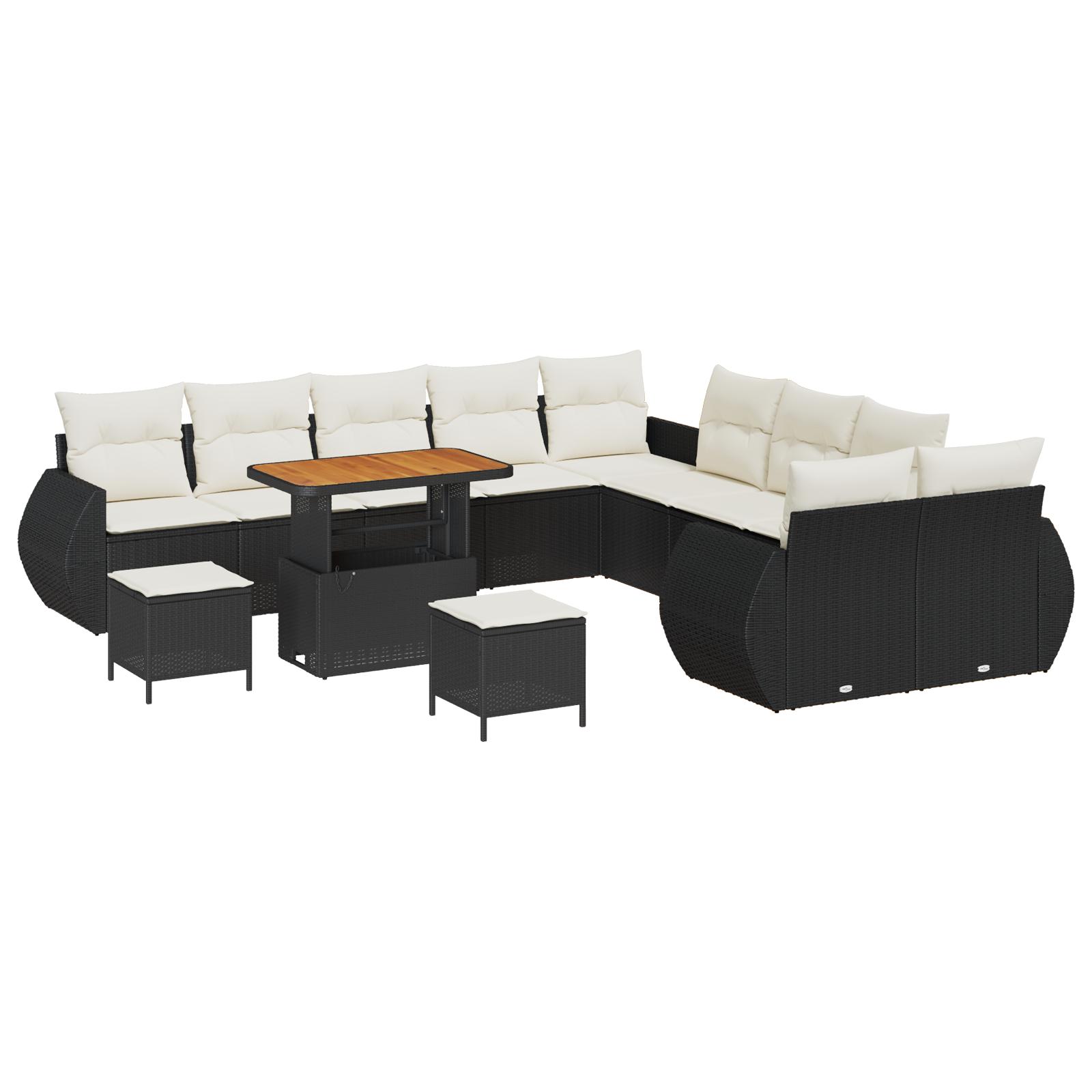 Havesofa Sæt 13 stk Sort og cremefarvet 90 x 55 x 71 cm
