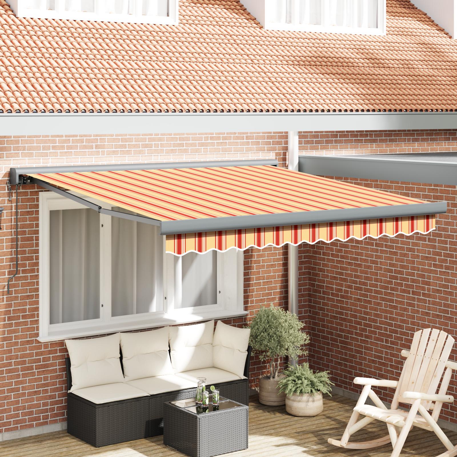 Udtrækkelig markise - gul/orange striber 300 × 250 × 165 cm
