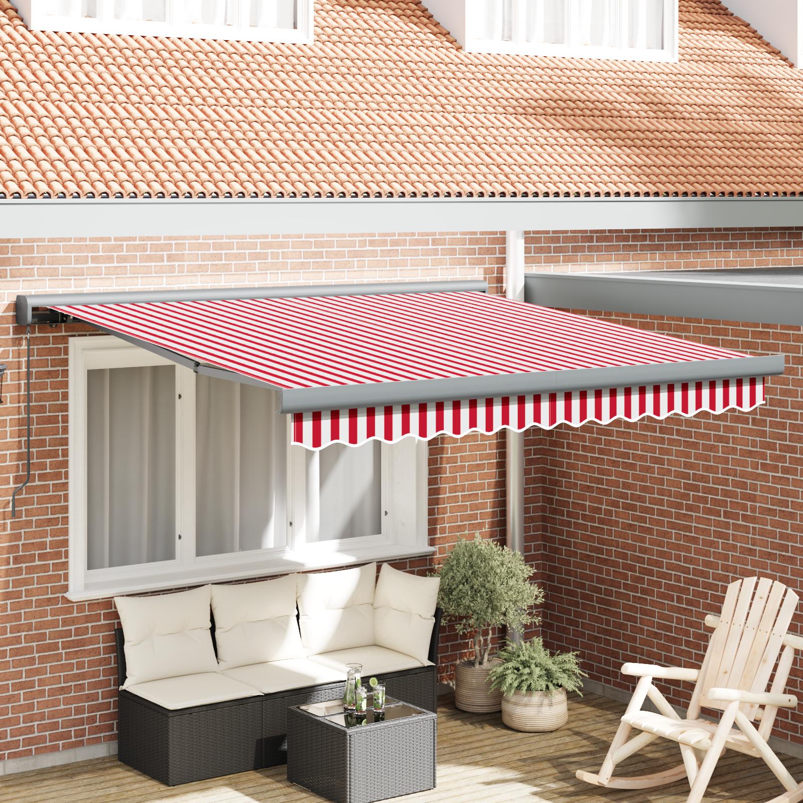 vidaXL Udtrækkelig markise Rød og Hvid 300 x 250 cm