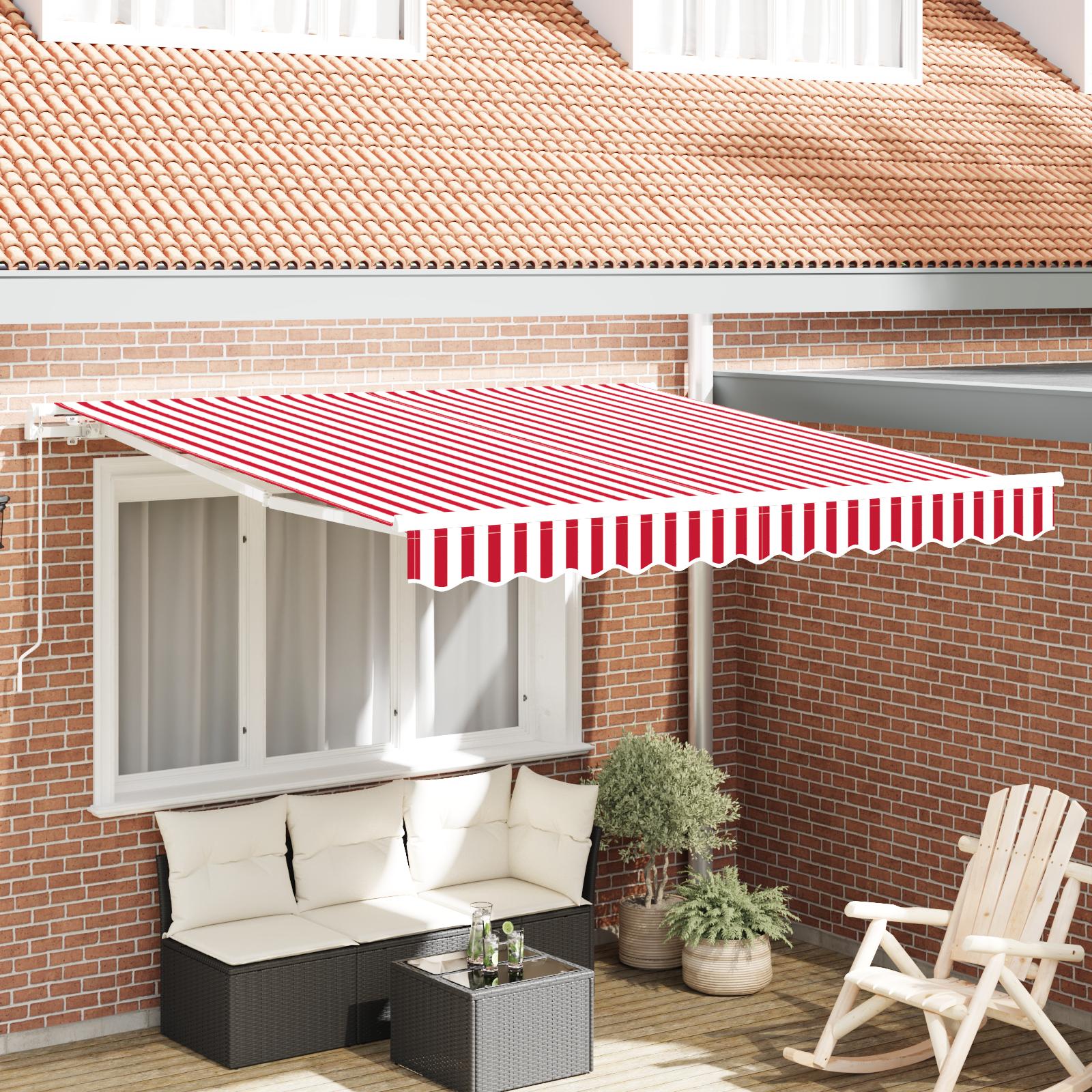 Utrækkelig Markise Rød og hvid 350 x 250 cm Stof