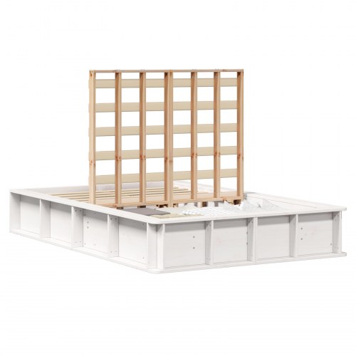 Sengestel med opbevaring Hvid 140 x 200 cm Massiv fyrretræ