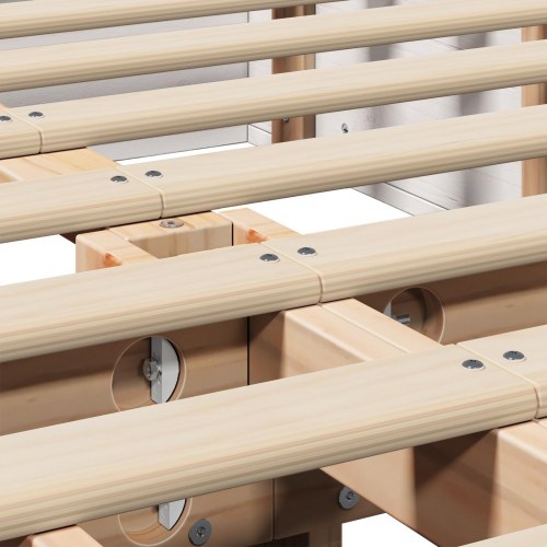 Sengestel med opbevaring Hvid 140 x 200 cm Massiv fyrretræ