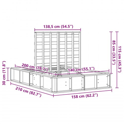 Sengestel med opbevaring Hvid 140 x 200 cm Massiv fyrretræ