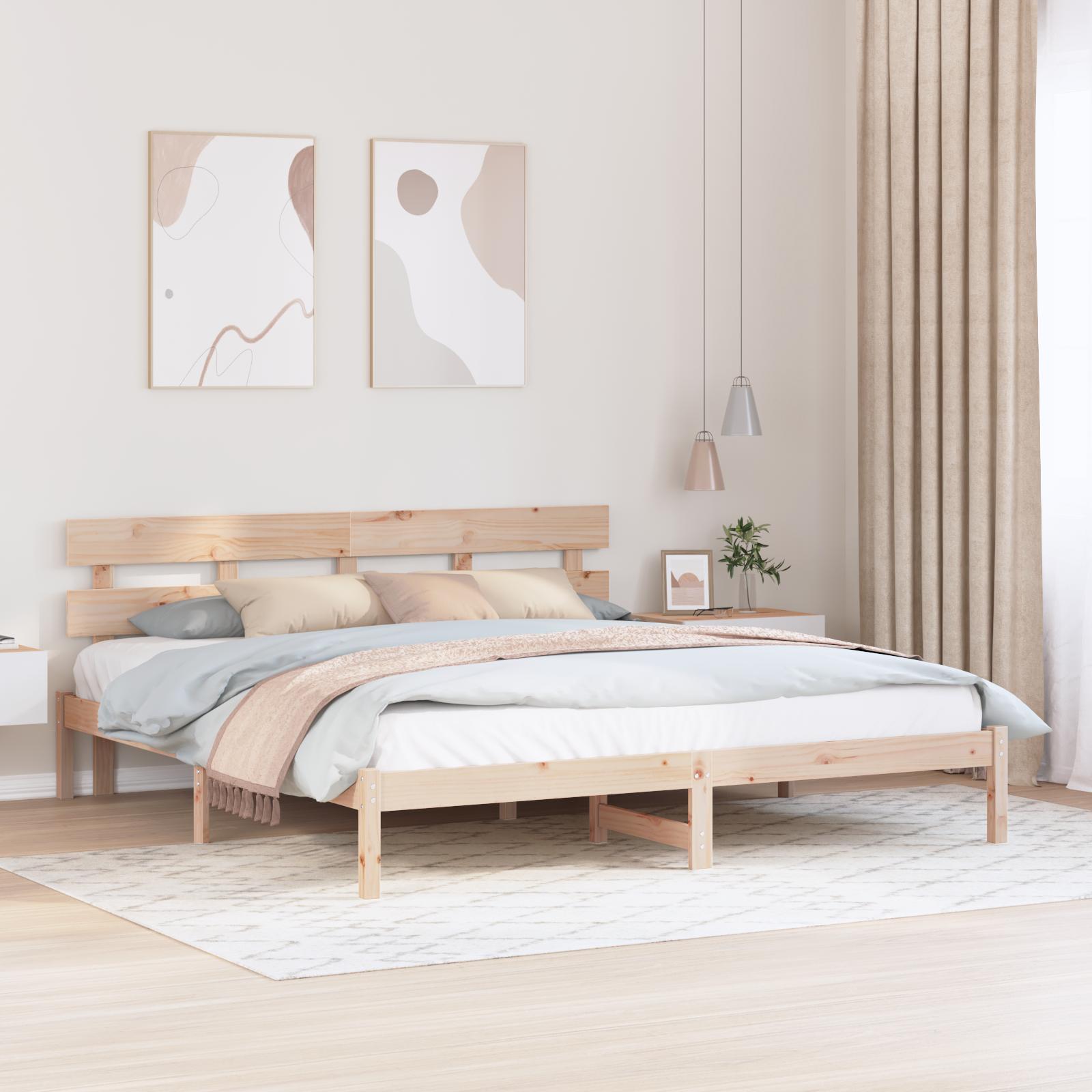 Sengestel med hovedgærde Brun 200 x 200 cm Massivt fyrretræ