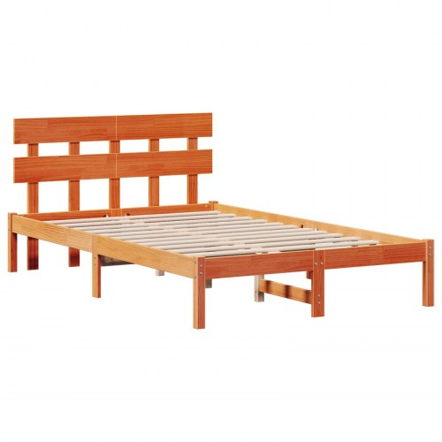 Sengestel med hovedgærde i massivt fyrretræ - brun 120 x 190 cm