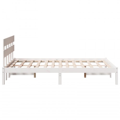 Sengestel med hovedgærde i massivt fyrretræ - hvid 135 x 190 cm