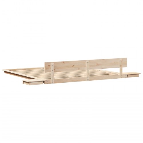 Gulvsengestel med natbord 200 x 200 cm - brun