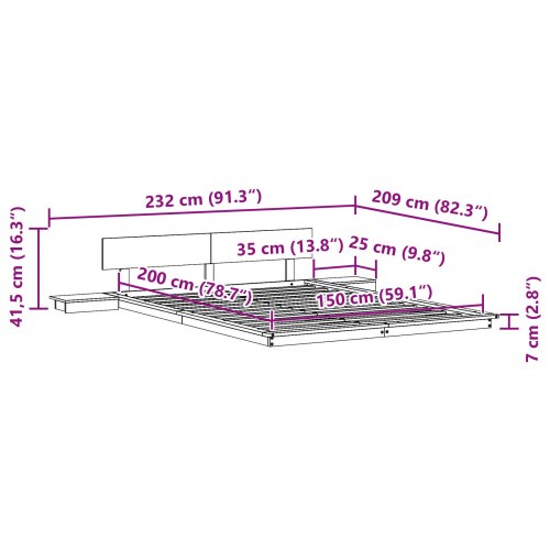 Gulvsengestel 150 x 200 cm - hvid