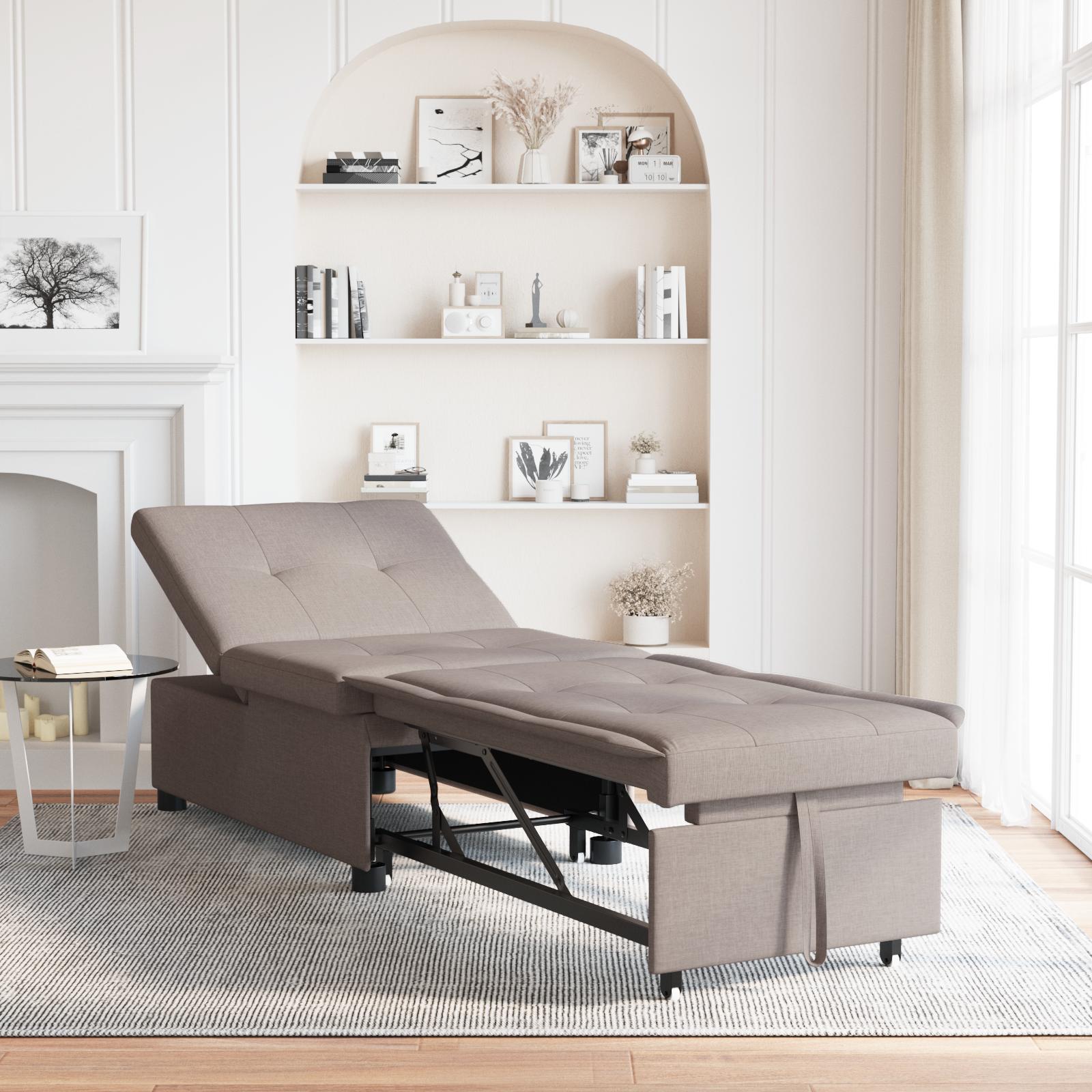 Sofa Bed 3 I 1 Utræk Design I Taupe Stof