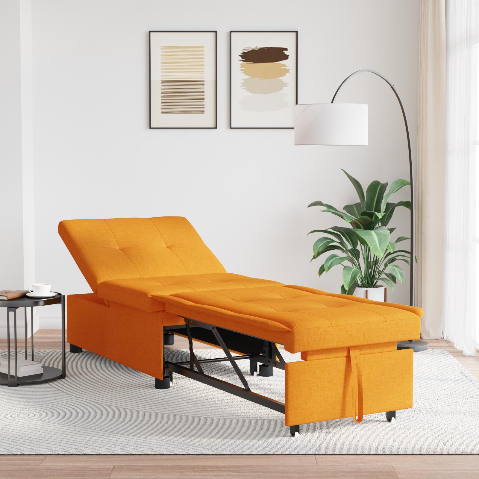 Sofa Bed 3 I 1 Utræk Design I Mørk Gul Stof
