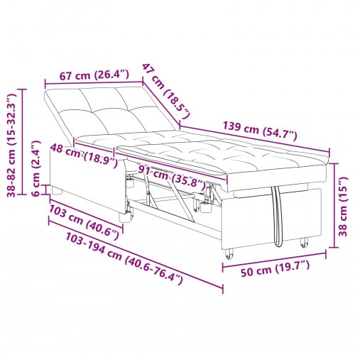 Sovesofa Sort 67 x 194 x 38 cm Fløjl