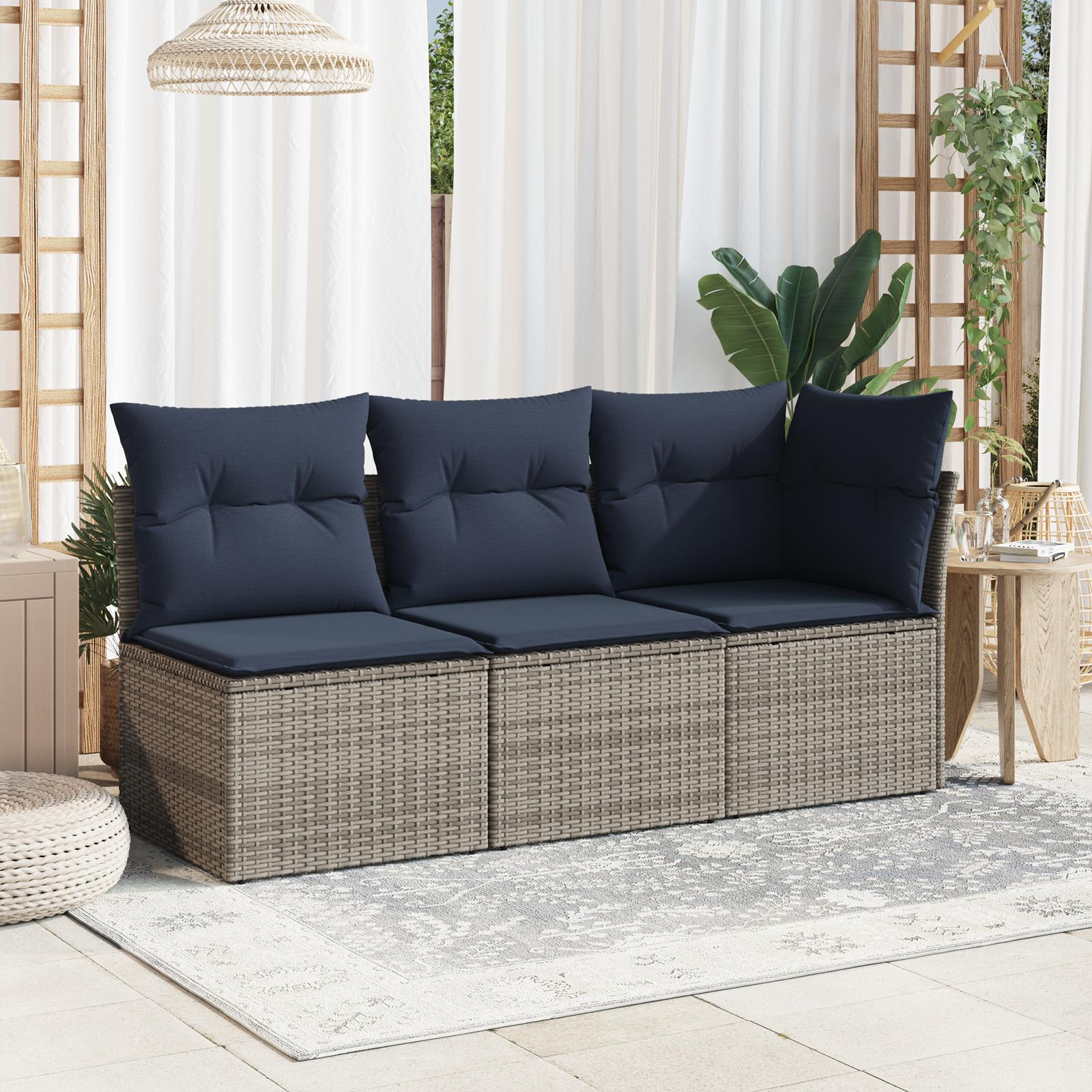 Hjørnemodul til havesofa med hynder polyrattan grå