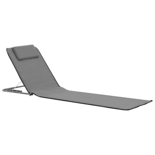 Foldbare strandmåtter 2 stk. stål og stof grå (OUTLET B)