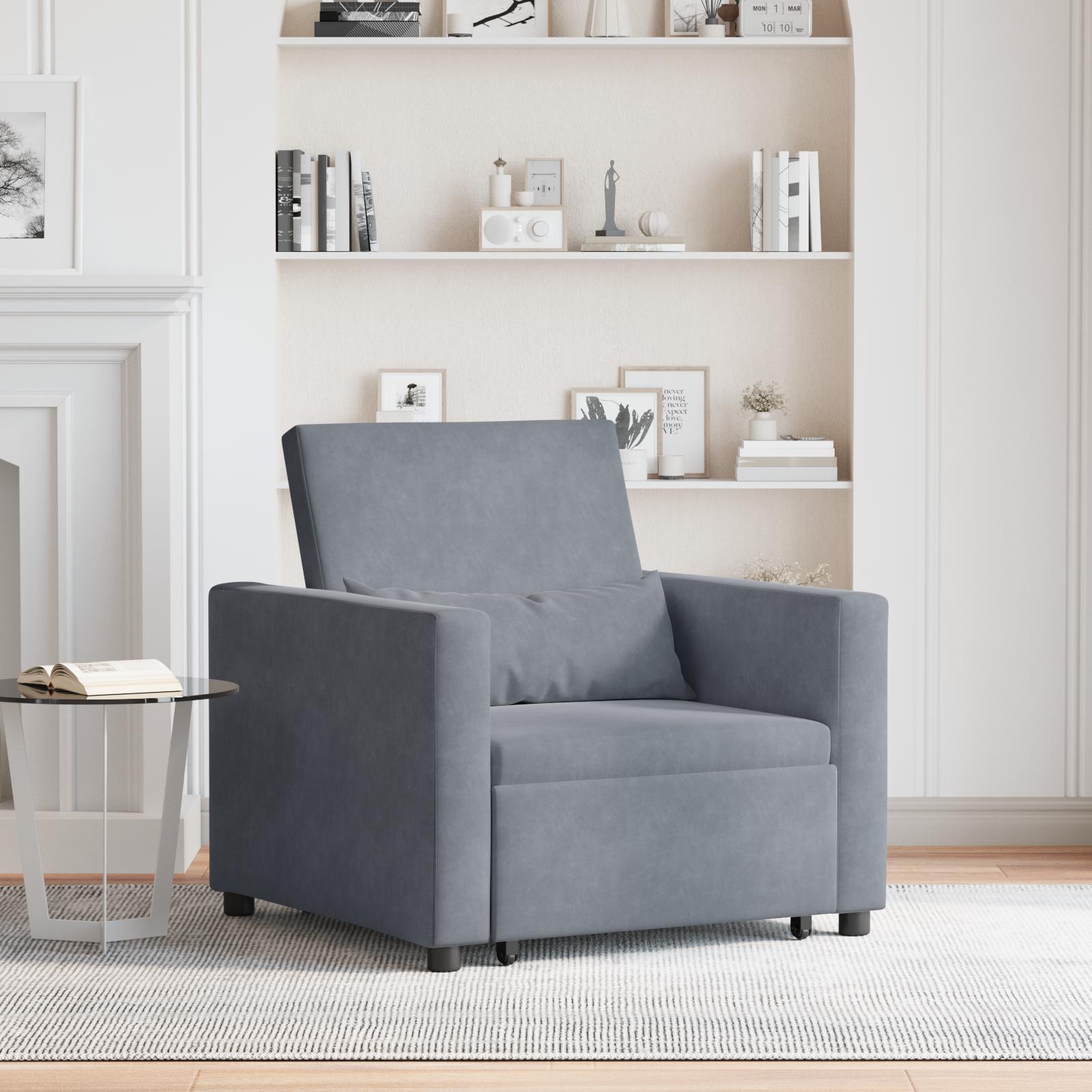 Enkelt Sofa Seng med hjul Mørkegrå 90 x 165 x 87 cm Fløjl