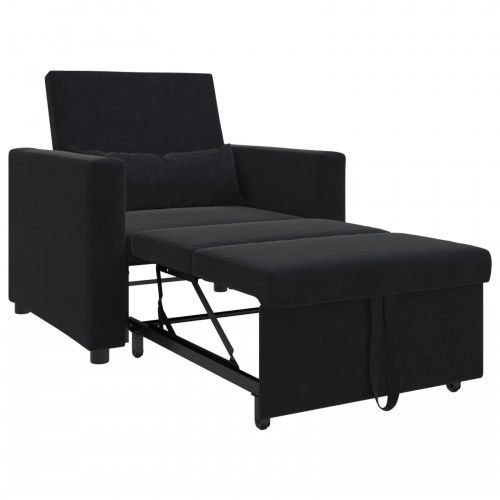 Enkelt Sofa Seng med hjul Sort 90 x 165 x 87 cm Fløjl
