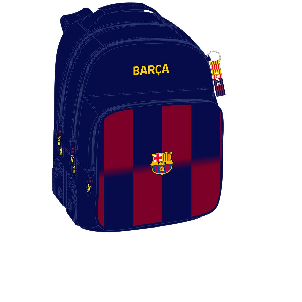 F.C. Barcelona skoletaske - blå/rødbrun, 32 × 42 × 15 cm