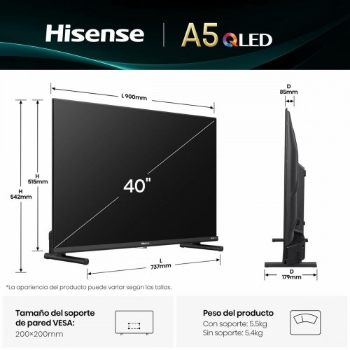 TV Hisense 40" QLED Full HD Smart TV (40A5Q)