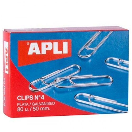 Papirclips Apli nr. 4 sølvfarvet - 50 mm, 10 stk (12 pakker)
