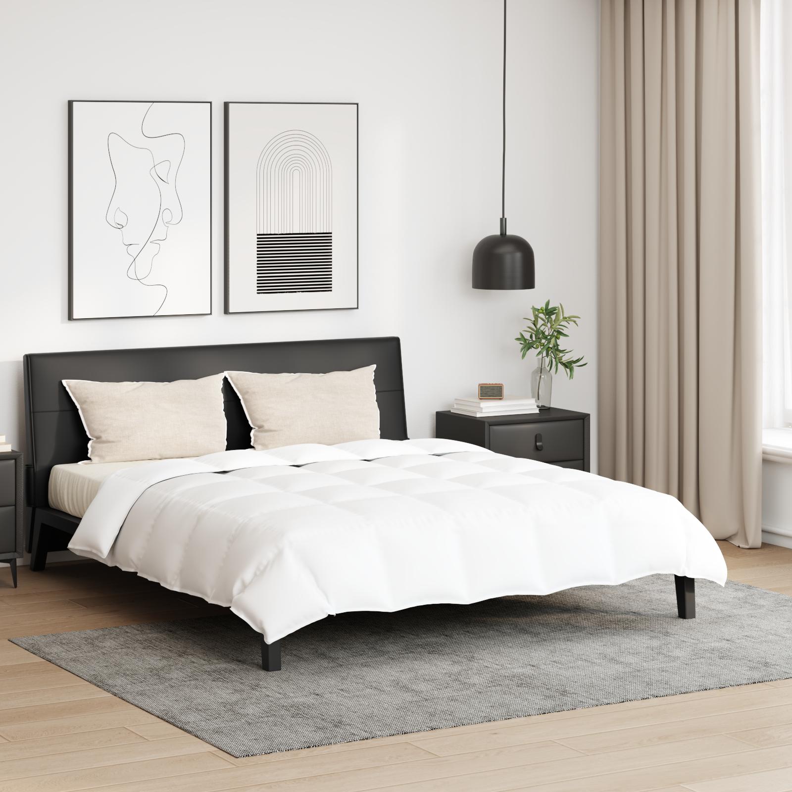 Dynebetræk sæt 200 × 220 cm med 2 puder - hvid, bomuld med dun/fjer