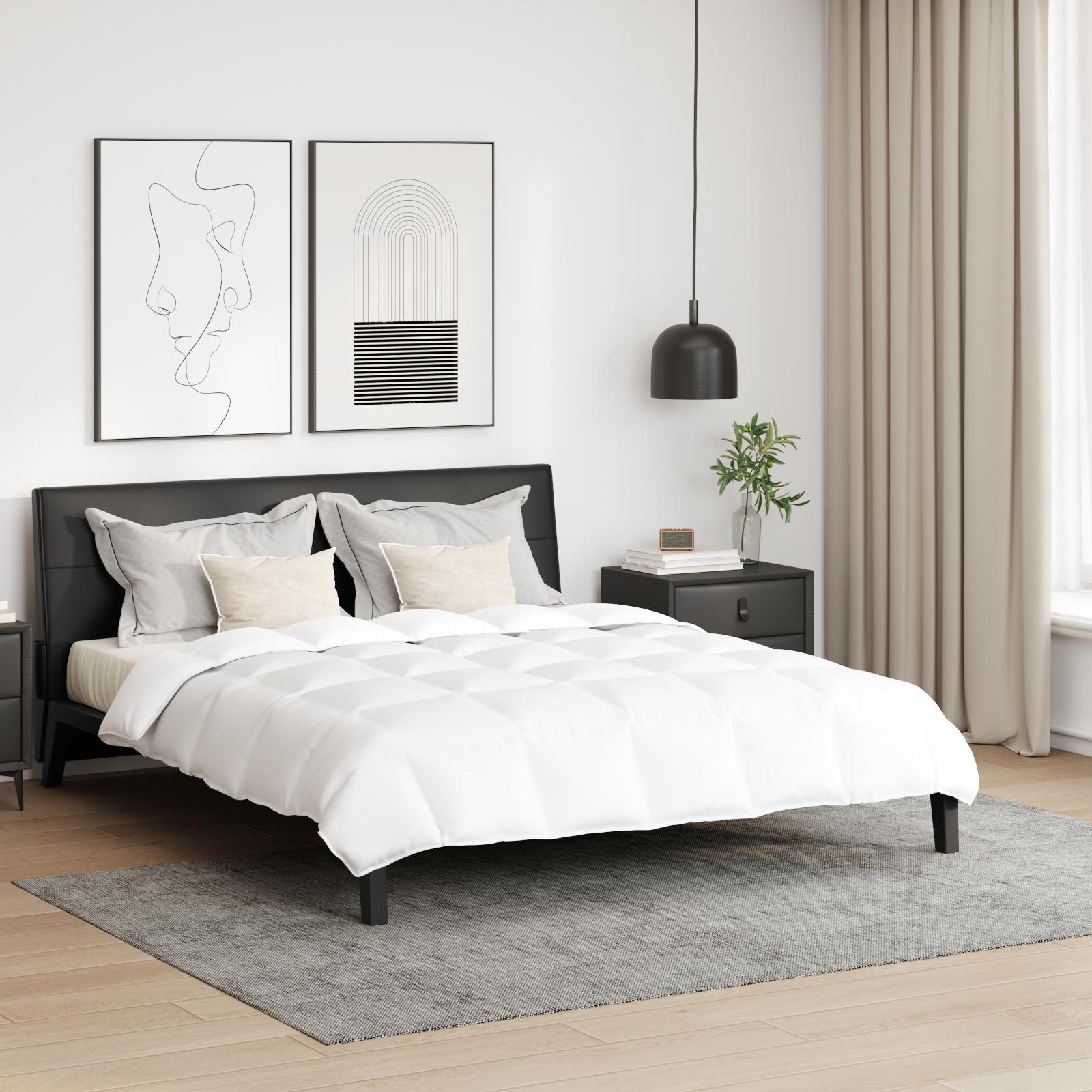 Dyne- og pudesæt 3 dele - hvid, bomuld med dun/fjer 200 × 200 cm