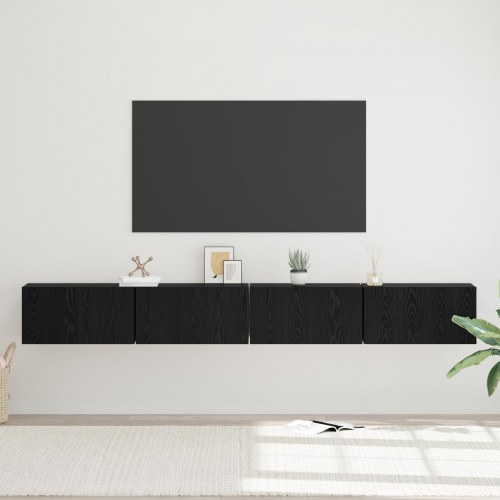 Væghængt TV-skabssæt 4 stk. - sort eg 60 x 30 x 30 cm