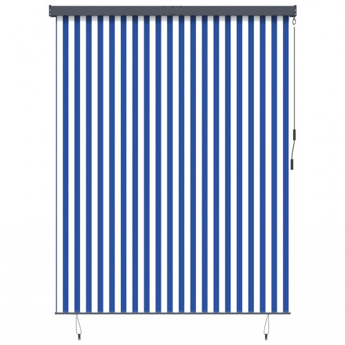 Udendørs Rullegardin Stribet Blå og hvid 200 x 250 cm Stof