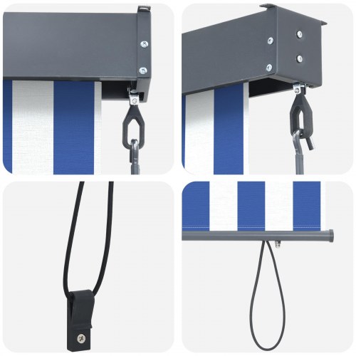 Udendørs Rullegardin Striped Blå og hvid 220 x 250 cm Stof