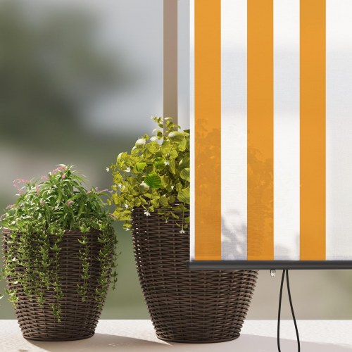Udendørs Rullegardin Stribet orange og hvid 220 x 250 cm Stof