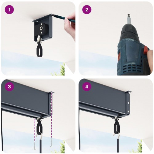 Udendørs Rullegardin Stribet orange og hvid 220 x 250 cm Stof